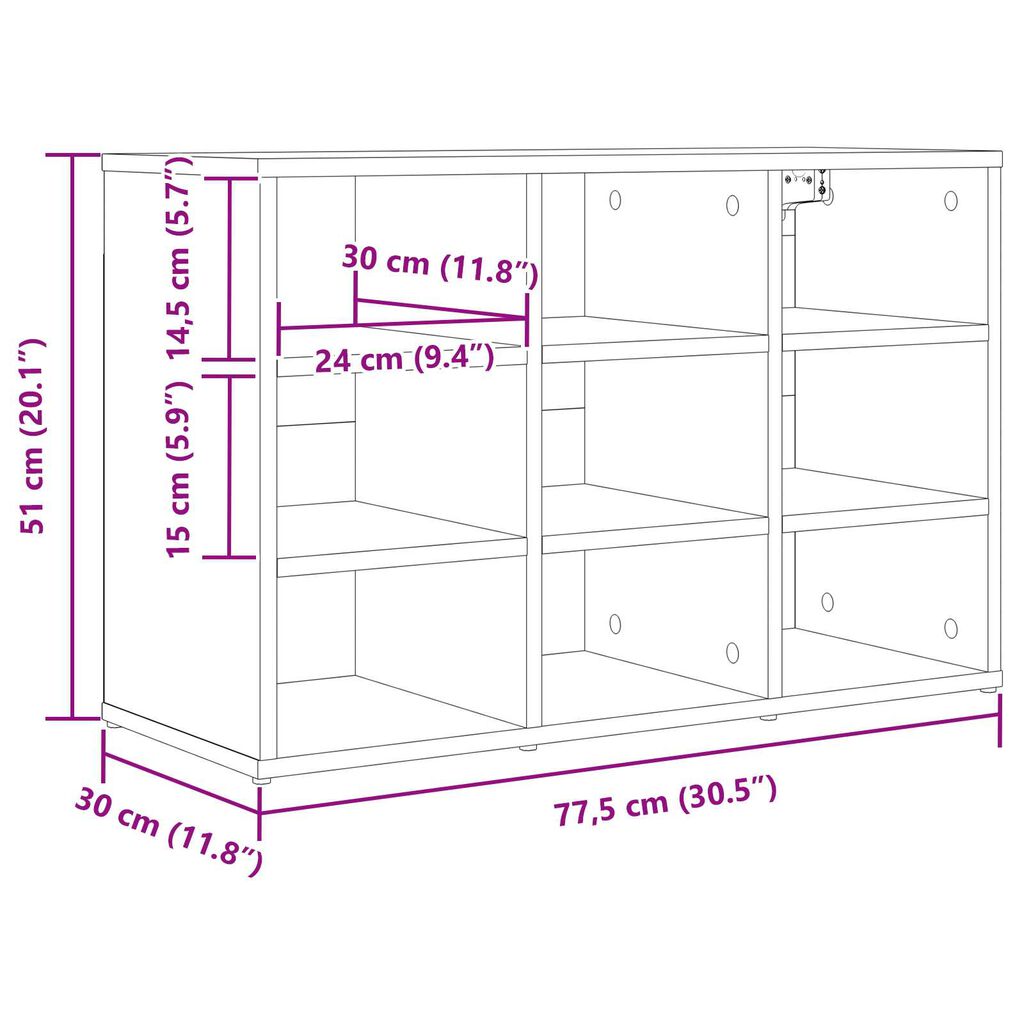 vidaXL Ντουλάπα Παπουτσιών Λευκό 52.5 x 30 x 50 εκ. Επεξεργασμένο ξύλο