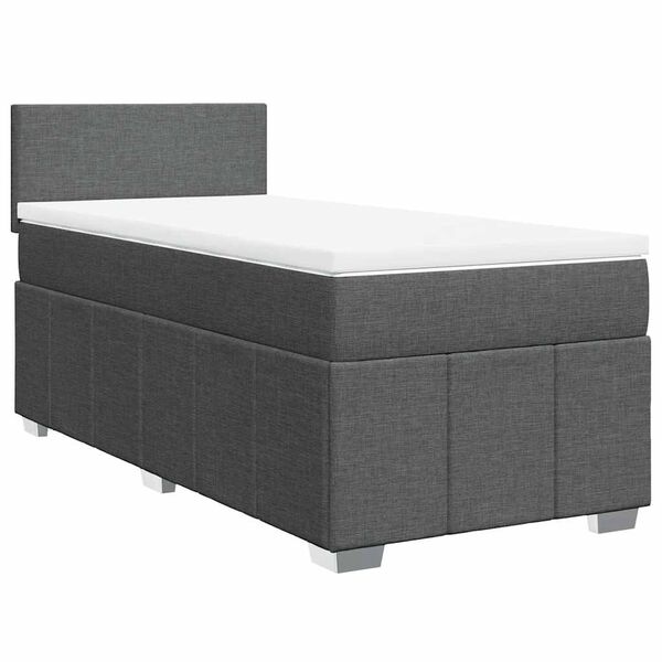 vidaXL Κρεβάτι Boxspring με Στρώμα Σκούρο Γκρι 80x200 εκ. Υφασμάτινο