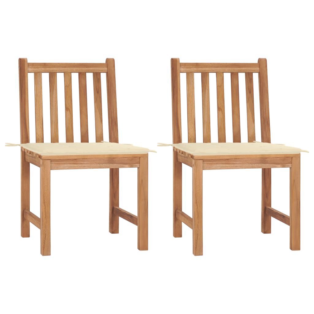 vidaXL Καρέκλες Κήπου 2 Τεμαχίων από Μασίφ Ξύλο Teak με Μαξιλάρια