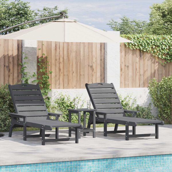 vidaXL Έπιπλα Χαλάρωσης Κήπου 2 pcs Ανοιχτό γκρι 53 x 195.5 x 30cm