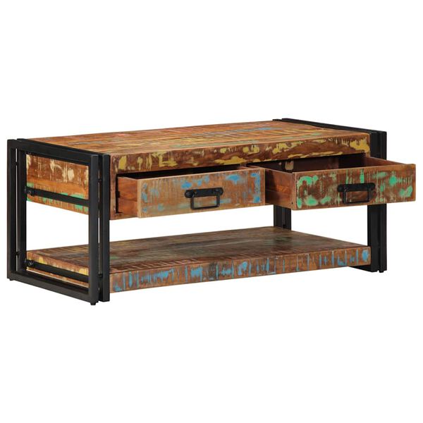 vidaXL Τραπεζάκι σαλονιού πολύχρωμο 90x50x38cm Ξύλο μασίφ αναγεννημένο