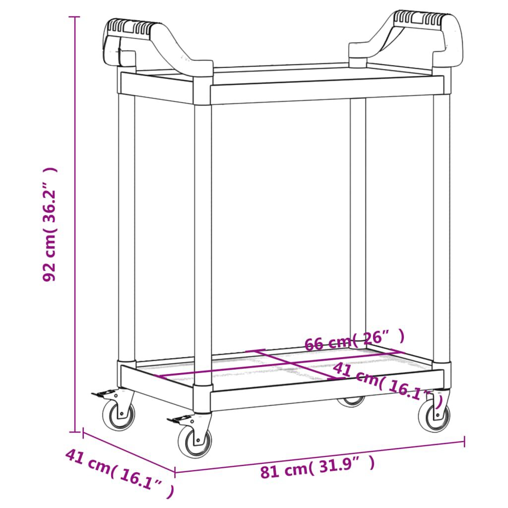 vidaXL Τροχήλατη Βάση 2 Επιπέδων Γκρι 81 x 41 x 92 εκ. από Αλουμίνιο