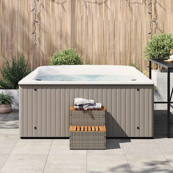 vidaXL Βήμα υδρομασάζ Γκρι 50x50x50,5εκ. Συνθετικό Ρατάν/Μασίφ Ακακίας