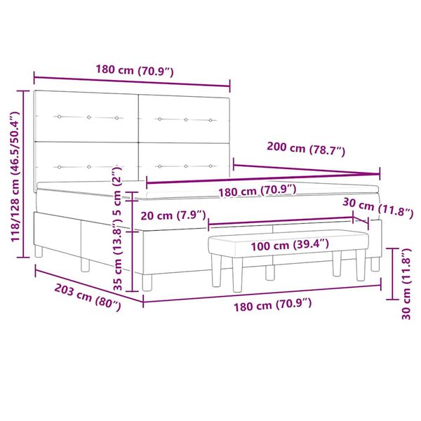 vidaXL Κρεβάτι με ελατήρια με στρώμα Μπλε 180 x 200 cm ύφασμα
