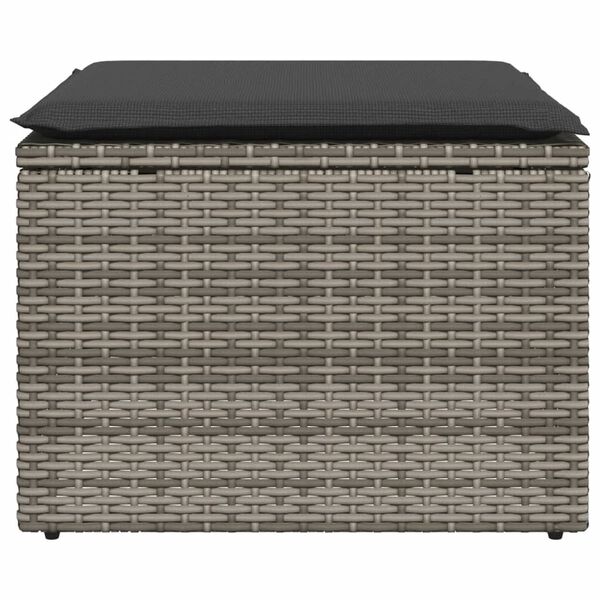 vidaXL Υποπόδιο Κήπου Γκρι 55x55x37 εκ. Συνθετικό Ρατάν με Μαξιλάρι