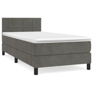 vidaXL Κρεβάτι Boxspring με Στρώμα Σκούρο Γκρι 90x200 εκ. Βελούδινο