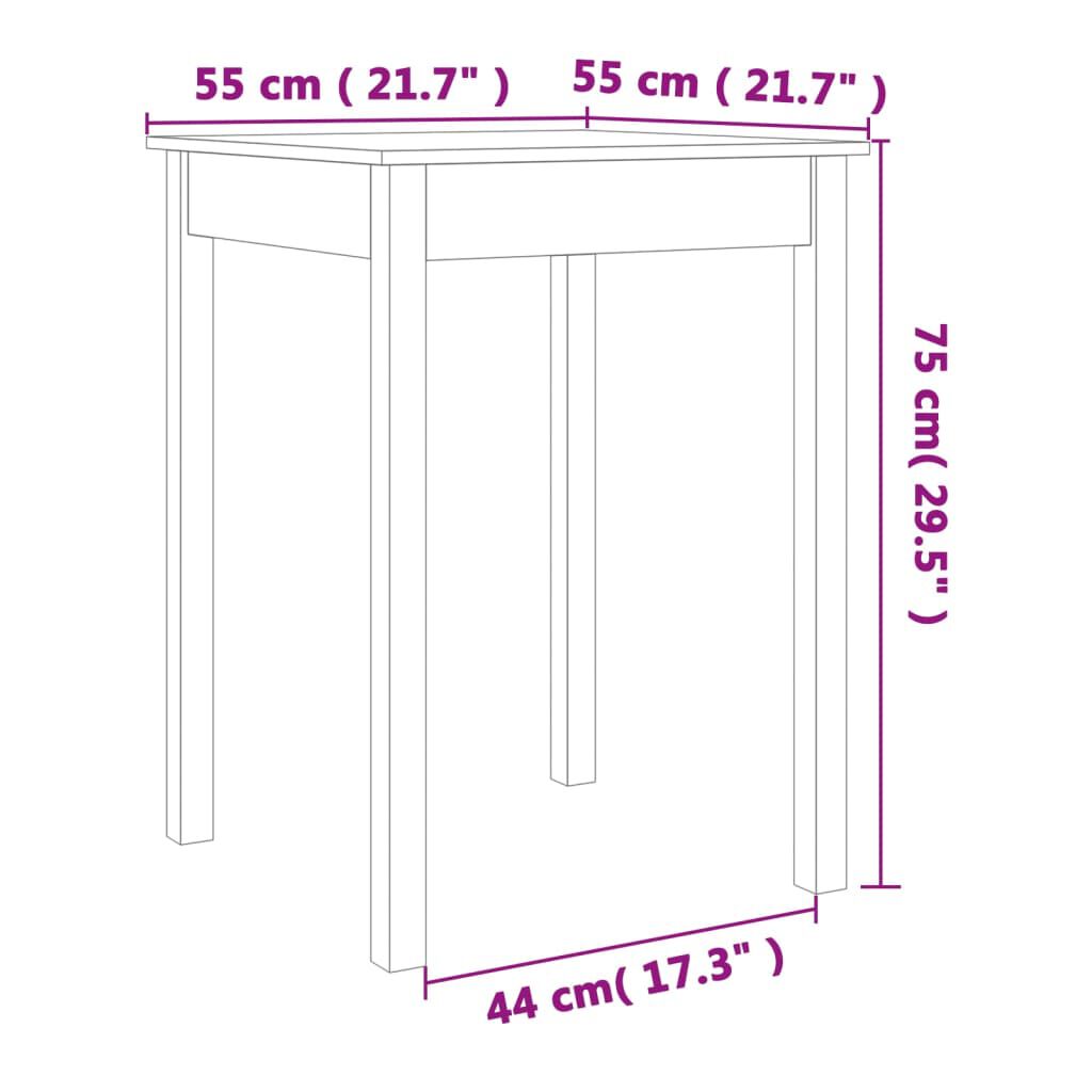 vidaXL Τραπεζαρία Καφέ Κεριού 55 x 55 x 75 εκ. από Μασίφ Ξύλο Πεύκου