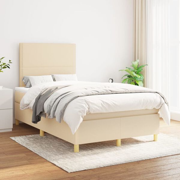 vidaXL &Kappa;&rho;&epsilon;&beta;ά&tau;&iota; Boxspring &mu;&epsilon; &Sigma;&tau;&rho;ώ&mu;&alpha; &Kappa;&rho;&epsilon;&mu; 120x200 &epsilon;&kappa;. &Upsilon;&phi;&alpha;&sigma;&mu;ά&tau;&iota;&nu;&omicron;