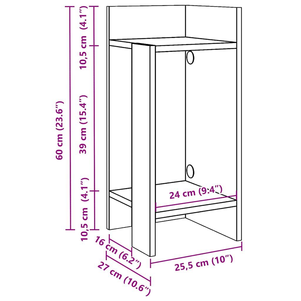 vidaXL Τραπεζάκια 2 τεμ. με ράφι Γκρι Sonoma 25,5x27x60 εκ.