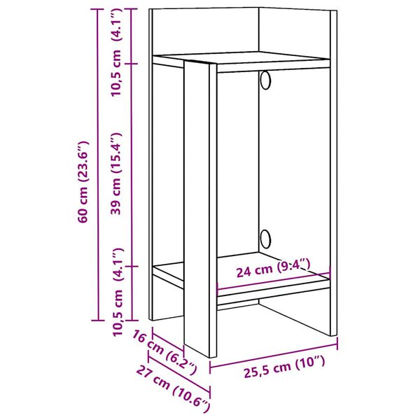 vidaXL Τραπεζάκια 2 τεμ. με ράφι Γκρι Sonoma 25,5x27x60 εκ.