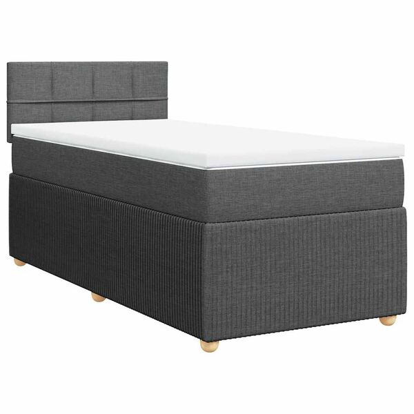 vidaXL Κρεβάτι Boxspring με Στρώμα Σκούρο Γκρι 100x200 εκ. Υφασμάτινο