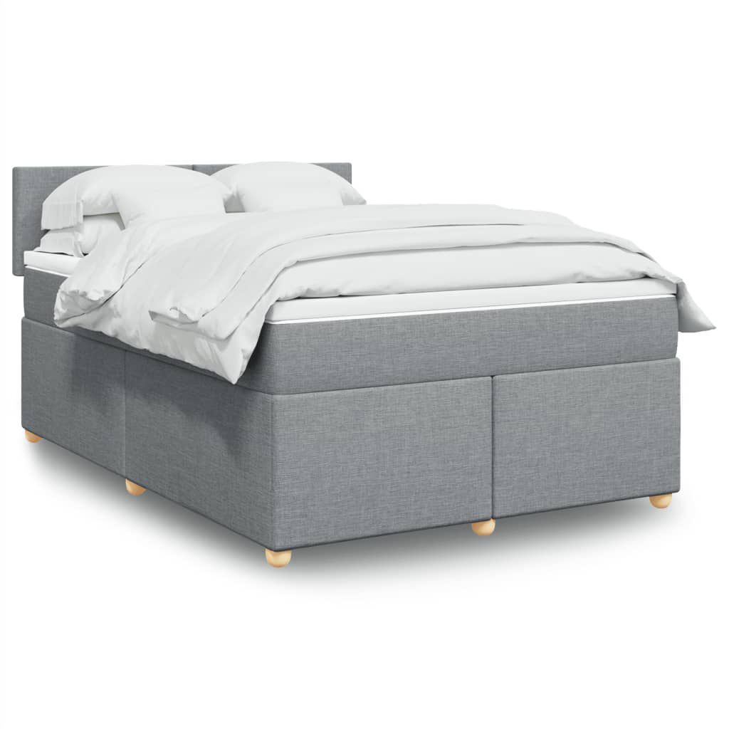 vidaXL Κρεβάτι Boxspring με Στρώμα Ανοιχτό Γκρι 140x200 εκ. Υφασμάτινο