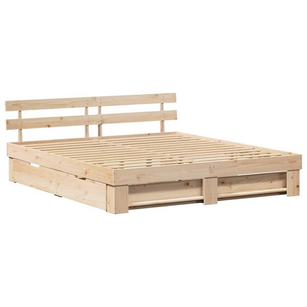 vidaXL Σκελετός Κρεβατιού Καφέ 180 x 200 cm Μασίφ ξύλο πεύκου
