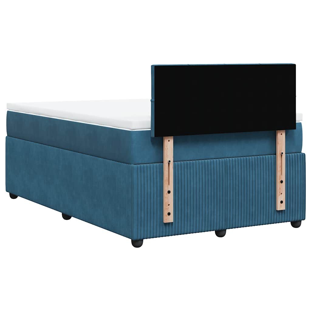 vidaXL Κρεβάτι Boxspring με Στρώμα Μπλε 120x190 εκ. Βελούδινο