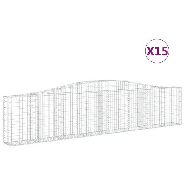 vidaXL Συρματοκιβώτια Τοξωτά 15 τεμ. 400x30x80/100 εκ. Γαλβαν. Ατσάλι