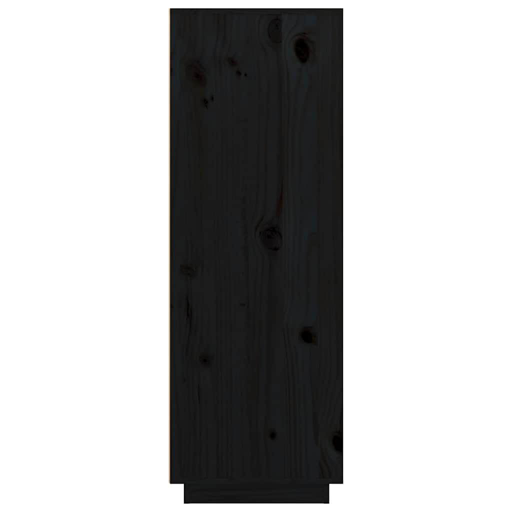 vidaXL Ντουλάπι Ψηλό Μαύρο 89x40x116,5 εκ. από Μασίφ Ξύλο Πεύκου