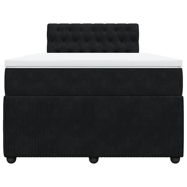 vidaXL Κρεβάτι Boxspring με Στρώμα Μαύρο 120x190 εκ. Βελούδινο