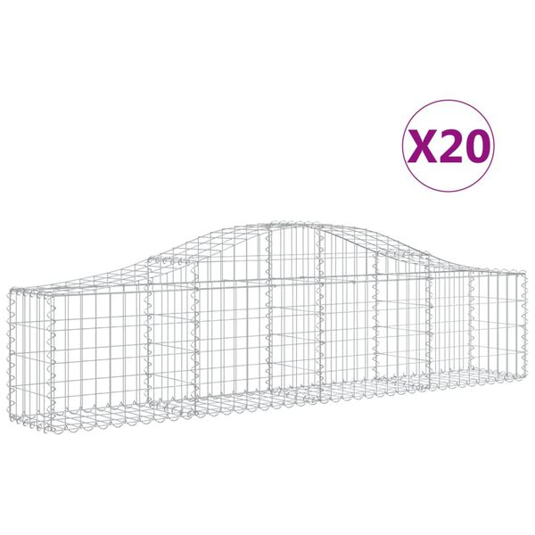 vidaXL Συρματοκιβώτια Τοξωτά 20 τεμ. 200x30x40/60 εκ. Γαλβαν. Ατσάλι