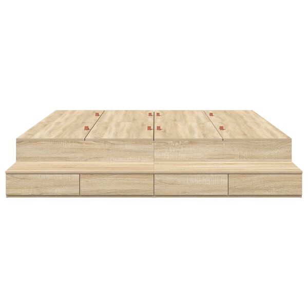 vidaXL Κρεβάτι αποθήκευσης Καφέ Δρυ 200x200 εκ.