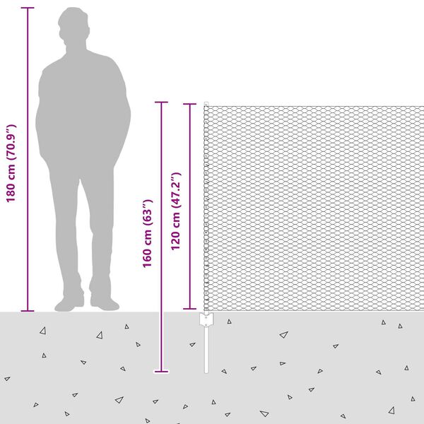 vidaXL Φράχτης με Στήλες. Ασημί 1.2 x 10 m Ατσάλι