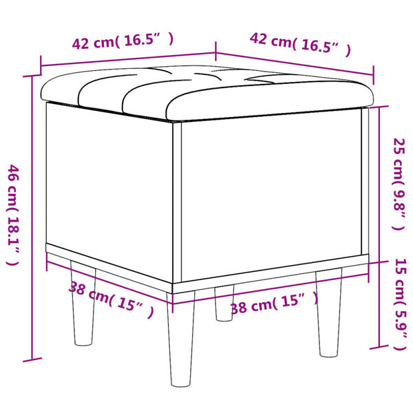 vidaXL Παγκάκι Αποθήκευσης Μαύρο 42 x 42 x 46 εκ. από Επεξεργ. Ξύλο