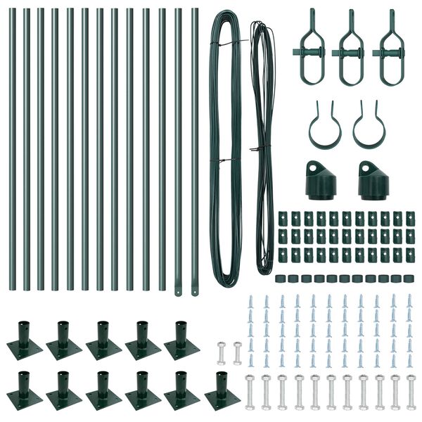 vidaXL Πό posts φράχτη 13 pcs Πράσινο Ø32mm 70 εκ