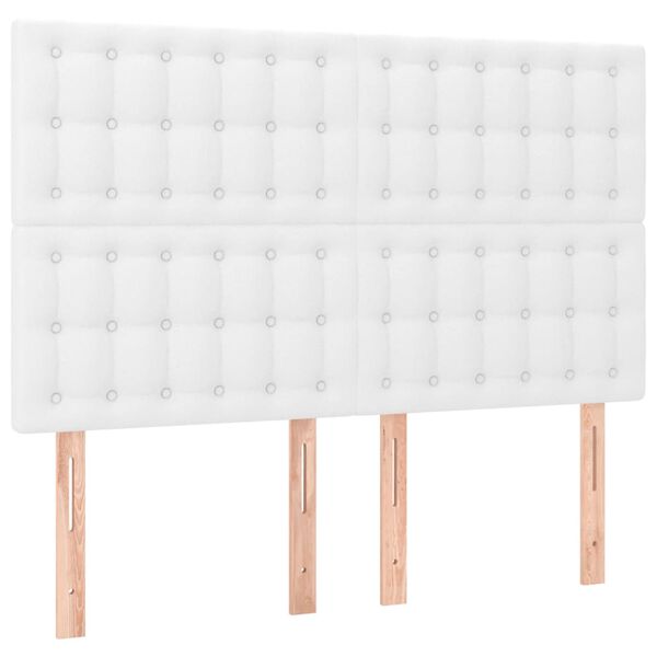 vidaXL Κρεβάτι Boxspring με Στρώμα Λευκό 140x200εκ.από Συνθετικό Δέρμα