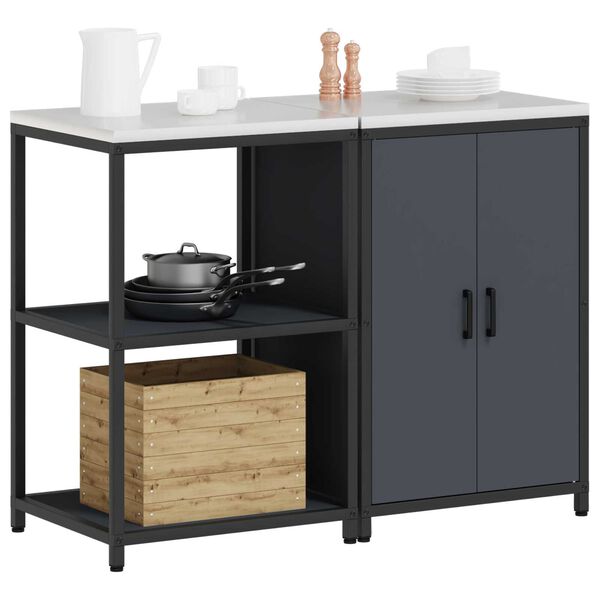 vidaXL Σετ Αποθήκευσης Κουζίνας 2 pcs Ανθρακί 120 x 50 x 92 εκ.