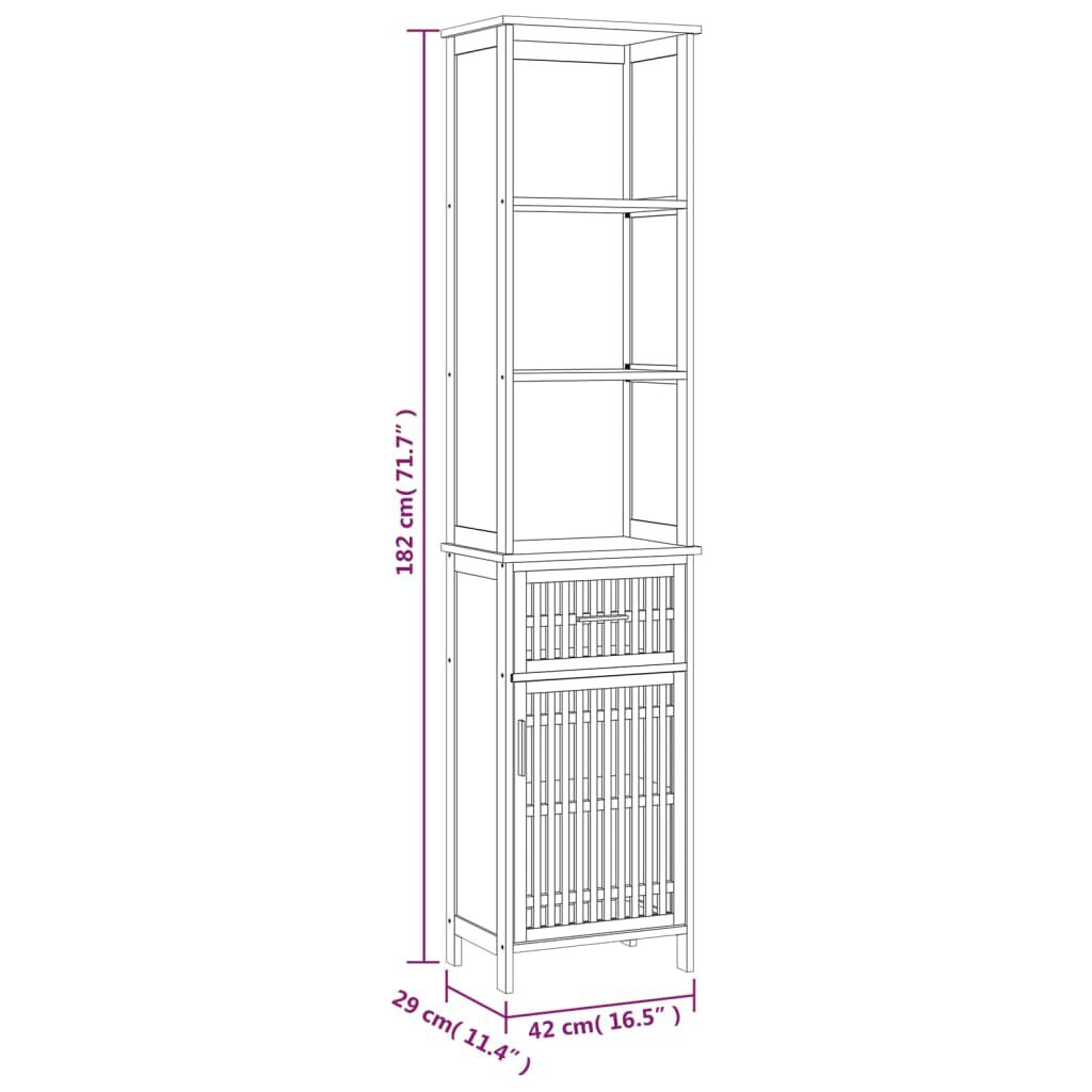 vidaXL Ντουλάπι Μπάνιου 42 x 29 x 182 εκ. από Μασίφ Ξύλο Καρυδιάς