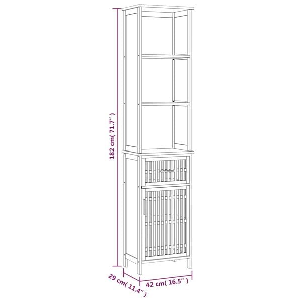 vidaXL Ντουλάπι Μπάνιου 42 x 29 x 182 εκ. από Μασίφ Ξύλο Καρυδιάς