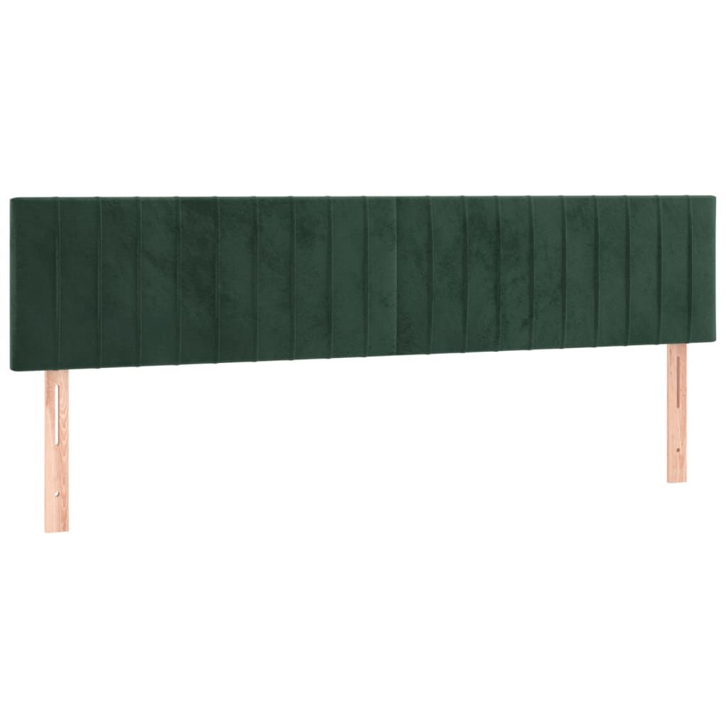 vidaXL Κρεβάτι Boxspring με Στρώμα & LED Σκ. Πράσινο 160x200εκ Βελούδο
