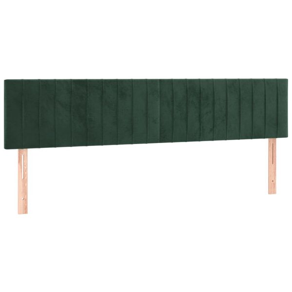 vidaXL Κρεβάτι Boxspring με Στρώμα & LED Σκ. Πράσινο 160x200εκ Βελούδο