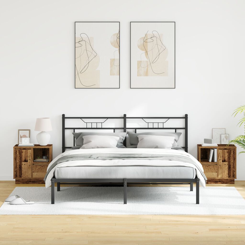 vidaXL κομοδίνα με LED 2 τεμάχια παλιού ξύλου 50x34,5x50 εκ.