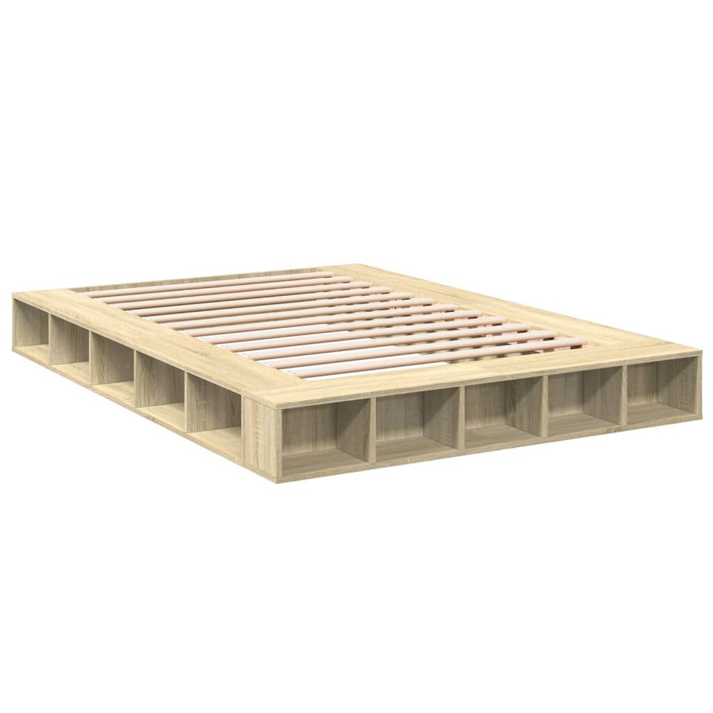 vidaXL Πλαίσιο Κρεβατιού Sonoma Δρυς 140x200 εκ. Επεξεργασμένο Ξύλο