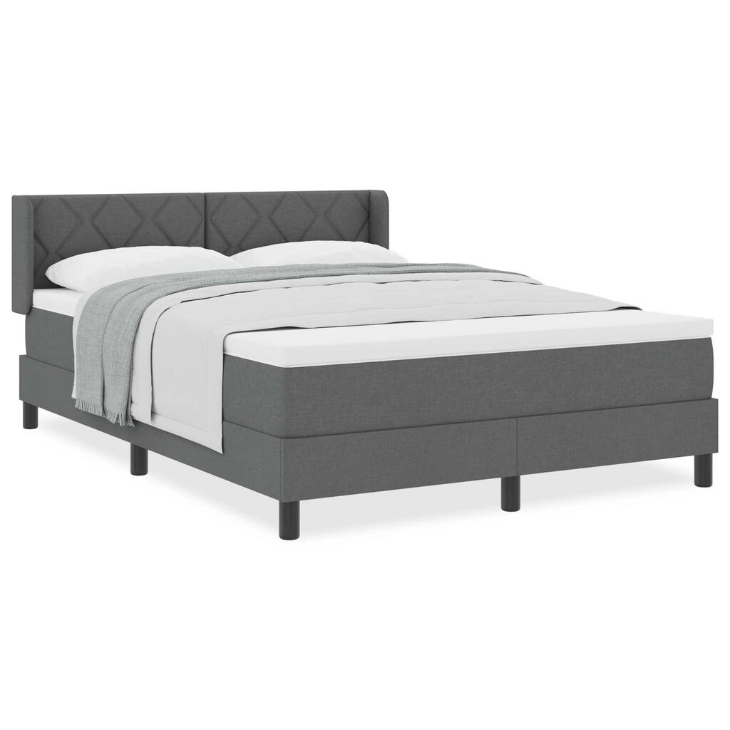 vidaXL Κρεβάτι Box Spring με Στρώμα Σκούρο Γκρι 140x200 εκ. Ύφασμα
