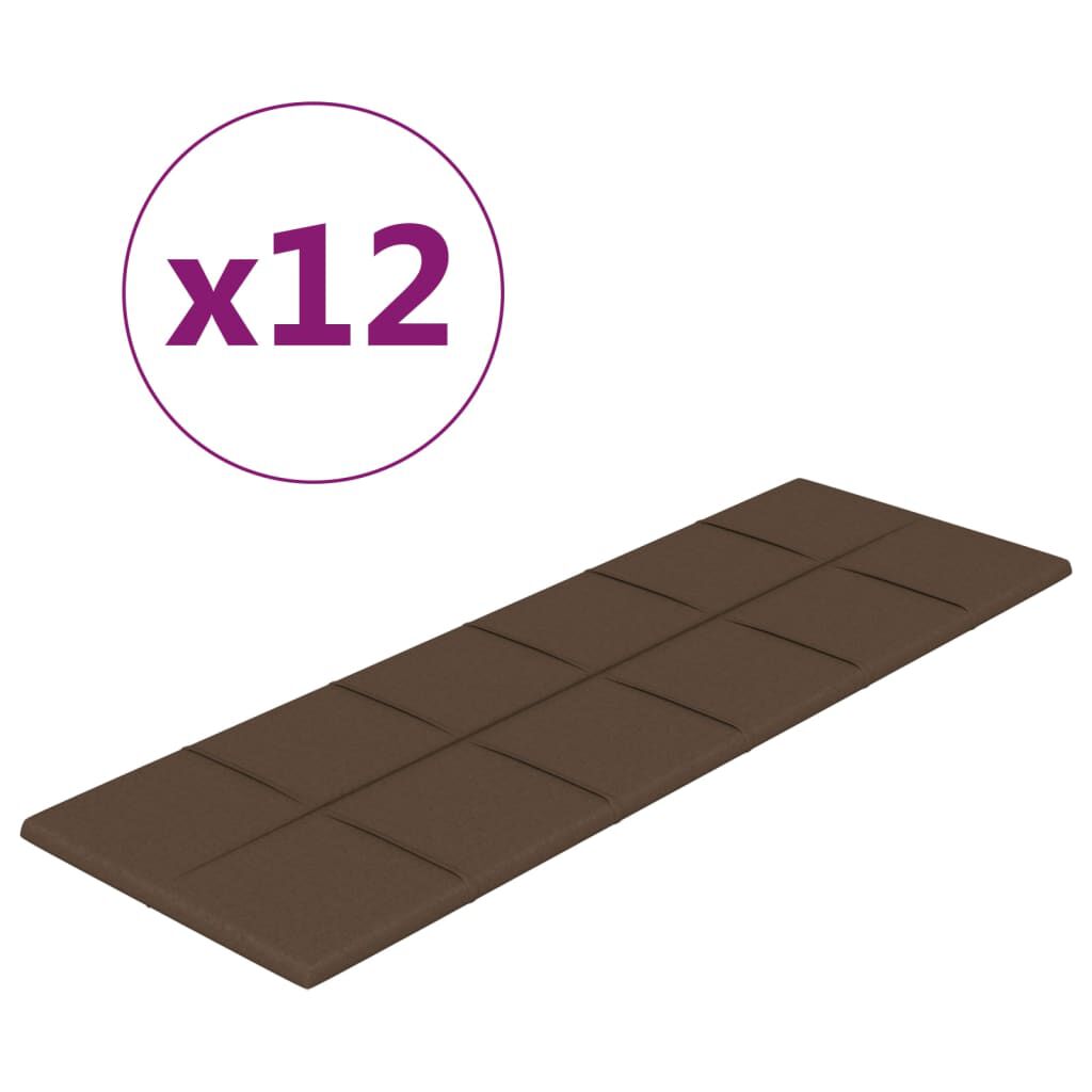 vidaXL Πάνελ Τοίχου 12 τεμ. Καφέ 90 x 30 εκ. 3,24 μ Υφασμα