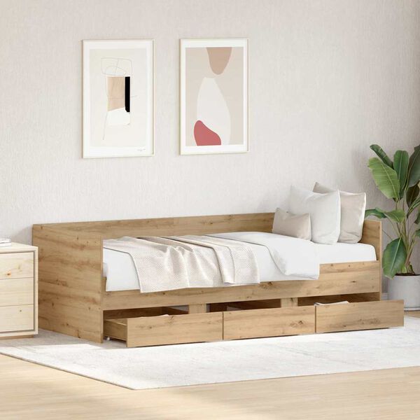 vidaXL Καναπές Κρεβάτι Artisan Oak 90 x 200 cm Επεξεργασμένο ξύλο