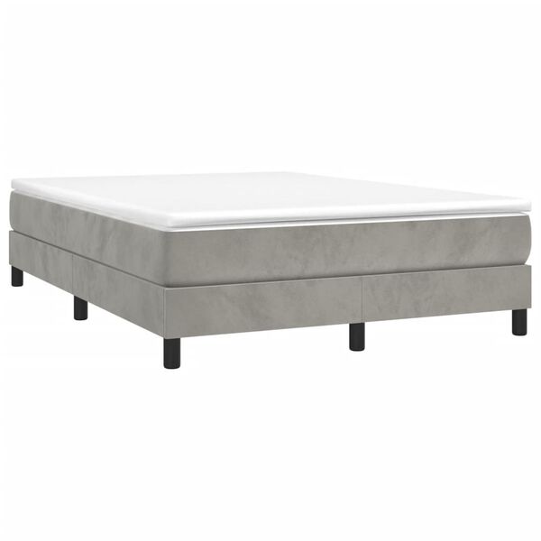 vidaXL Κρεβάτι Boxspring με Στρώμα Ανοιχτό Γκρι 140x200 εκ. Βελούδινο