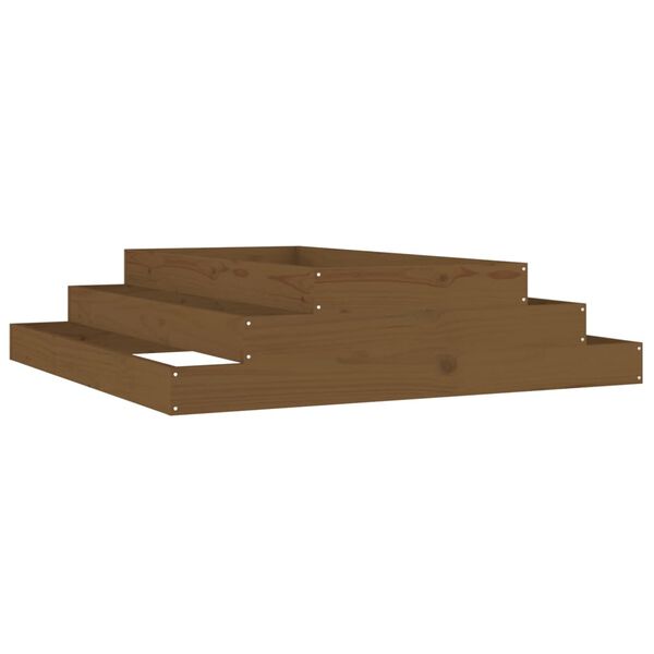 vidaXL Ζαρντινιέρα Καφέ Μελί 110 x 110 x 27 εκ. από Μασίφ Ξύλο Πεύκου