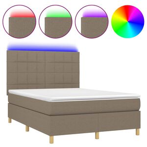 vidaXL &Kappa;&rho;&epsilon;&beta;ά&tau;&iota; Boxspring &mu;&epsilon; &Sigma;&tau;&rho;ώ&mu;&alpha; & LED Taupe 140x200 &epsilon;&kappa;. &Upsilon;&phi;&alpha;&sigma;&mu;ά&tau;&iota;&nu;&omicron;