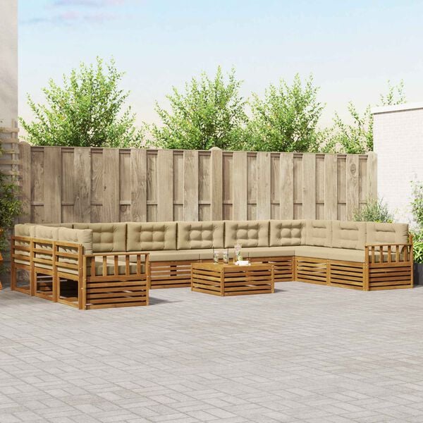 vidaXL &Sigma;&epsilon;&tau; &Kappa;&alpha;&nu;&alpha;&pi;έ 11 pcs &Phi;&upsilon;&sigma;&iota;&kappa;ό &kappa;&alpha;&iota; &Mu;&pi;&epsilon;&zeta; &Sigma;&tau;&epsilon;&rho;&epsilon;ό &Xi;ύ&lambda;&omicron; &Alpha;&kappa;&alpha;&kappa;ί&alpha;&sigmaf;