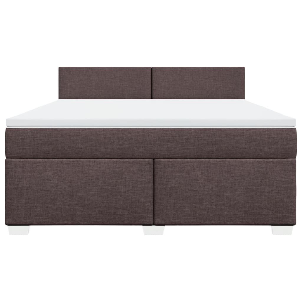 vidaXL Κρεβάτι Boxspring με Στρώμα Σκούρο Καφέ 180x200 εκ Υφασμάτινο