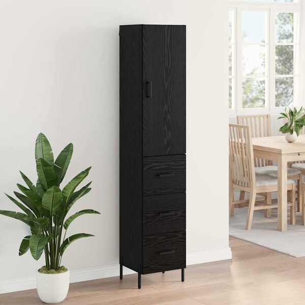 vidaXL Highboard &Mu;&alpha;ύ&rho;&eta; &Omicron;&xi;&upsilon;ά 34,5 x 34 x 180 &epsilon;&kappa;. &Epsilon;&pi;&epsilon;&xi;&epsilon;&rho;&gamma;&alpha;&sigma;&mu;έ&nu;&omicron; &xi;ύ&lambda;&omicron;