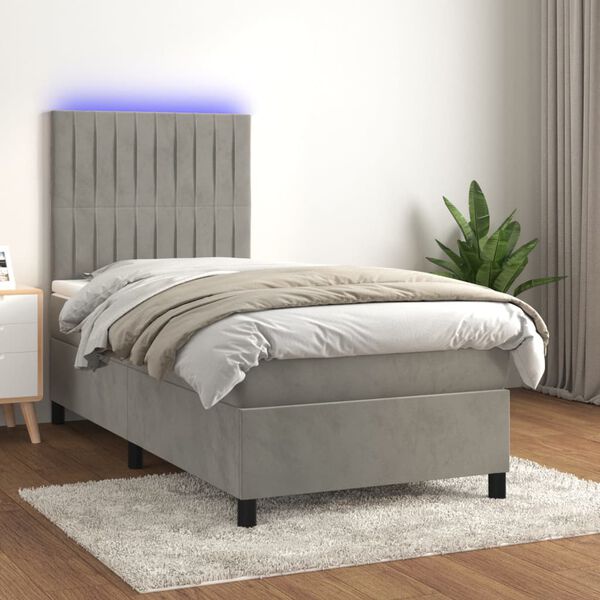 vidaXL &Kappa;&rho;&epsilon;&beta;ά&tau;&iota; Boxspring &mu;&epsilon; &Sigma;&tau;&rho;ώ&mu;&alpha; & LED &Alpha;&nu;.&Gamma;&kappa;&rho;&iota; 90x200 &epsilon;&kappa;. &Beta;&epsilon;&lambda;&omicron;ύ&delta;&iota;&nu;&omicron;