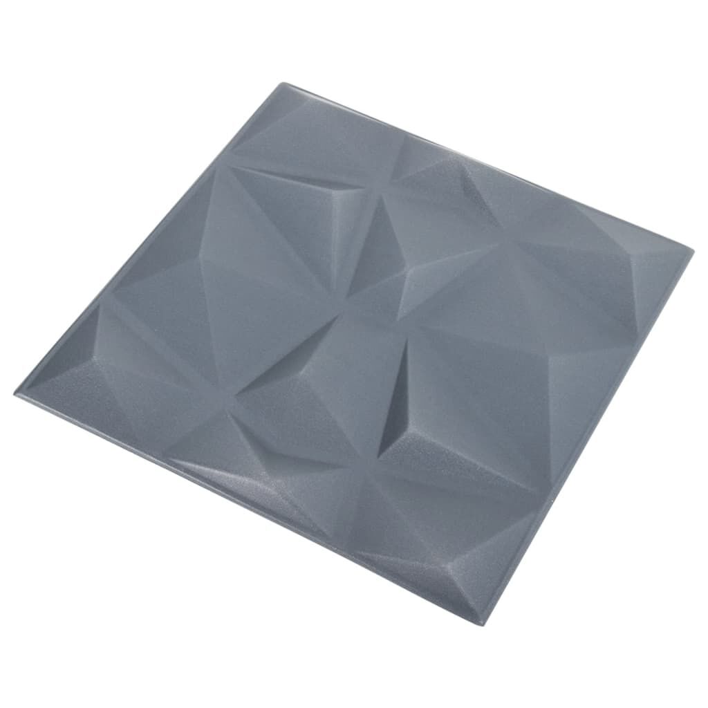 vidaXL Πάνελ Τοίχου 3D 12 τεμ. Γκρι Διαμαντιού 50 x 50 εκ. 3 μ²
