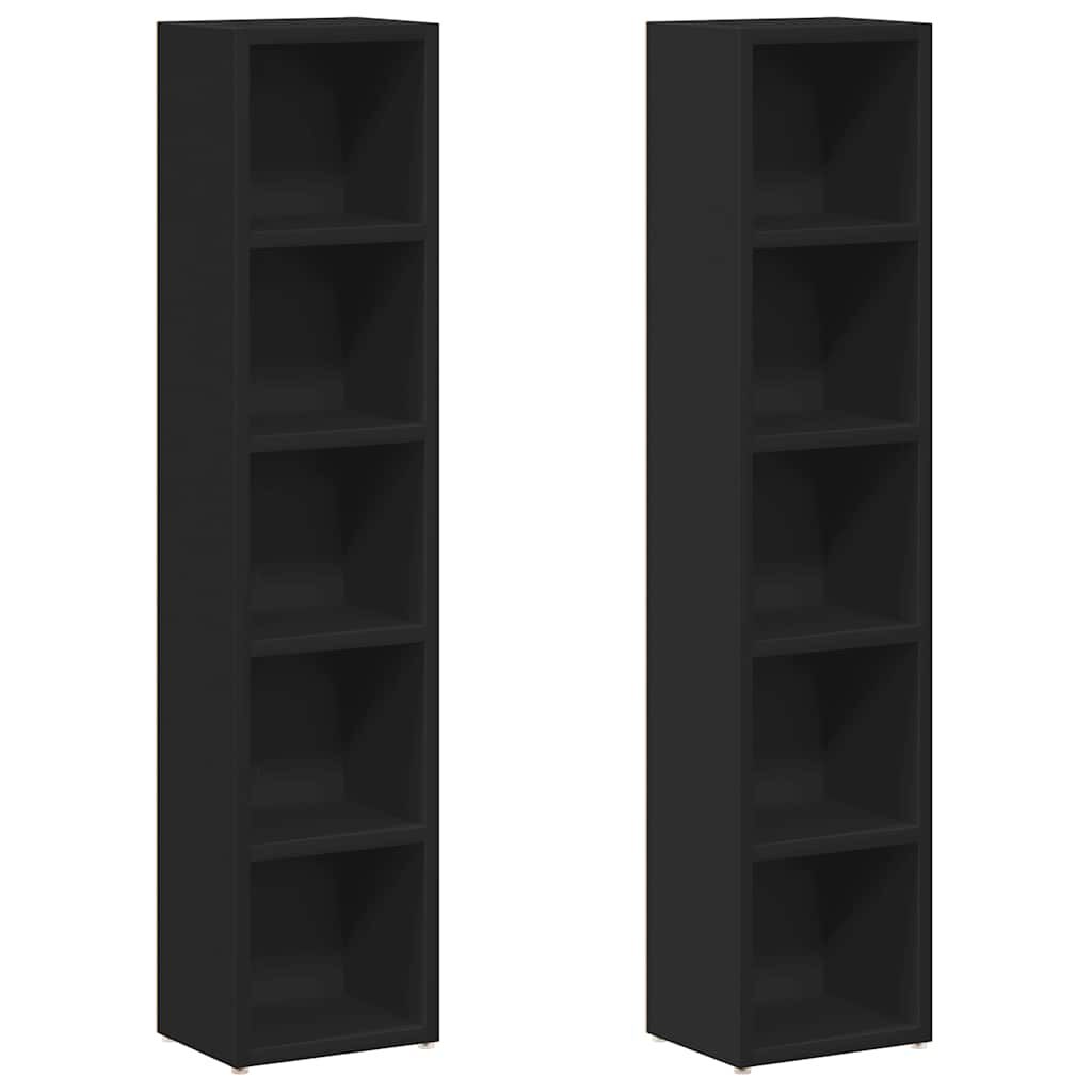 vidaXL Έπιπλα για CD 2 τεμ. Μαύρα 21x16x93,5 εκ. από Μοριοσανίδα