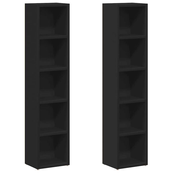 vidaXL Έπιπλα για CD 2 τεμ. Μαύρα 21x16x93,5 εκ. από Μοριοσανίδα