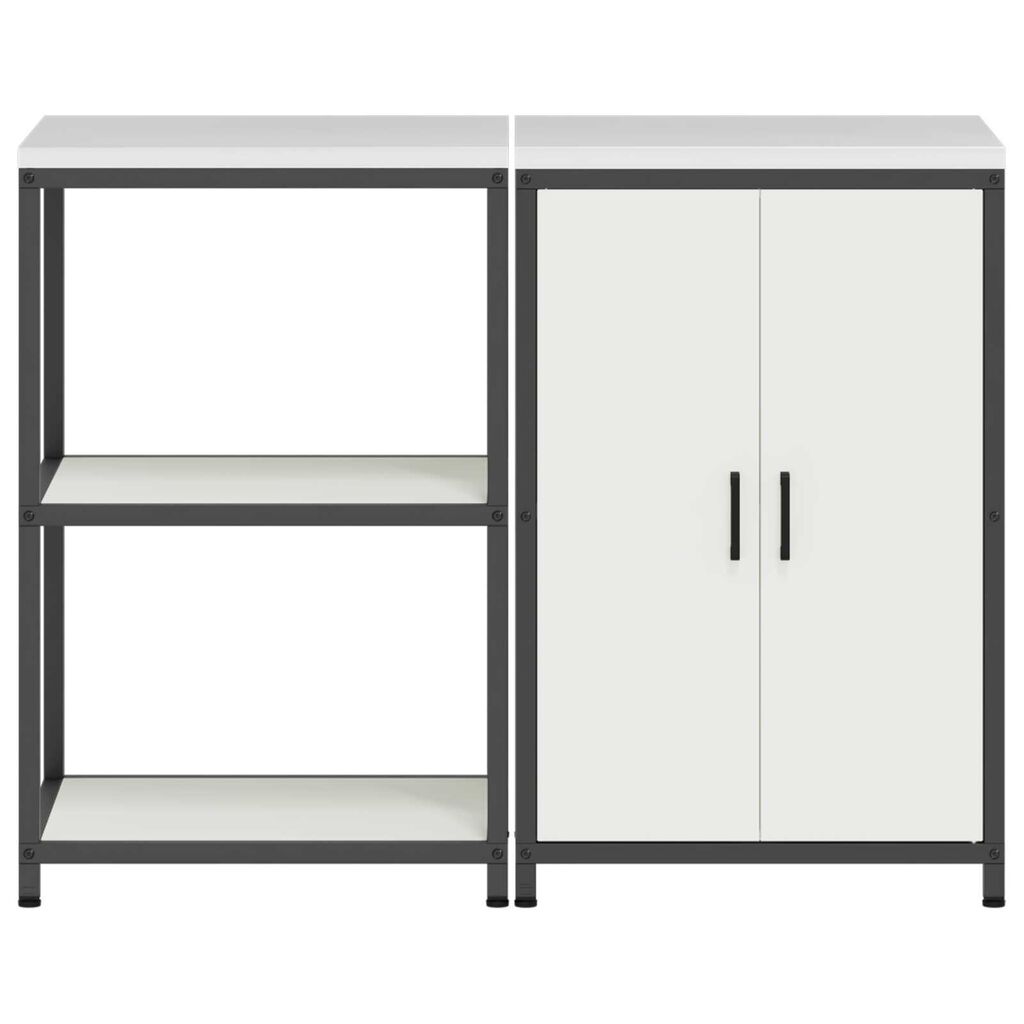 vidaXL Σετ Αποθήκευσης Κουζίνας με ράφι 2 pcs Λευκό 120 x 50 x 92 εκ.