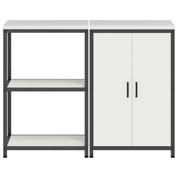 vidaXL Σετ Αποθήκευσης Κουζίνας με ράφι 2 pcs Λευκό 120 x 50 x 92 εκ.