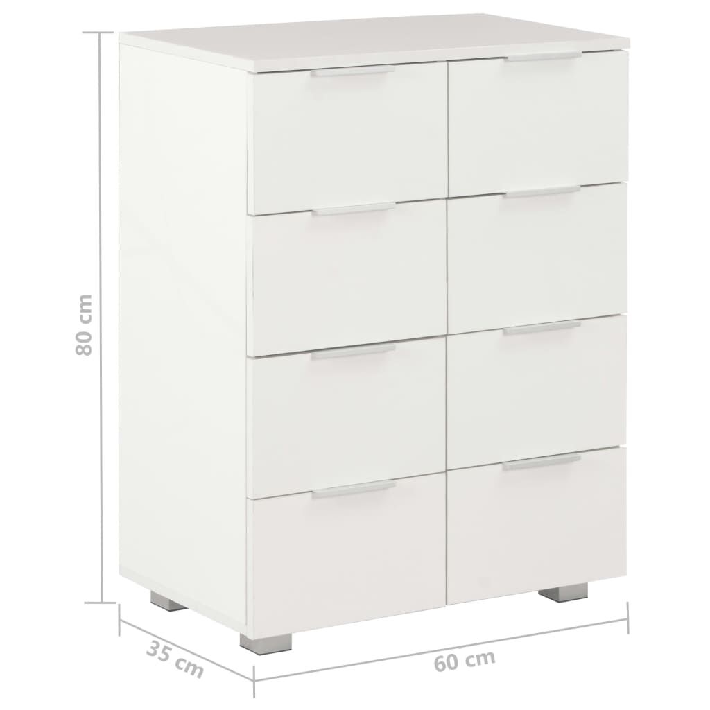 vidaXL Μπουφές Ψηλός Γυαλιστερός Λευκός 60x35x80 εκ. Επεξ. Ξύλο